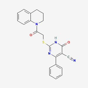 molecular formula C22H18N4O2S B6061107 2-{[2-(3,4-dihydro-1(2H)-quinolinyl)-2-oxoethyl]thio}-6-oxo-4-phenyl-1,6-dihydro-5-pyrimidinecarbonitrile 