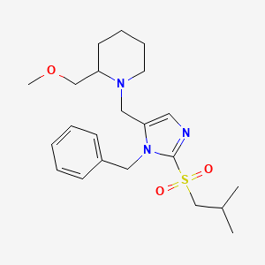 molecular formula C22H33N3O3S B6061143 1-{[1-benzyl-2-(isobutylsulfonyl)-1H-imidazol-5-yl]methyl}-2-(methoxymethyl)piperidine 