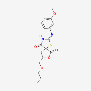 2-[(3-methoxyphenyl)amino]-8-(propoxymethyl)-7-oxa-1-thia-3-azaspiro[4.4]non-2-ene-4,6-dione