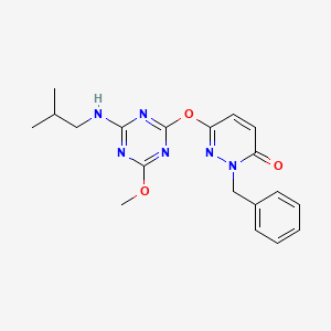molecular formula C19H22N6O3 B6061191 2-benzyl-6-{[4-(isobutylamino)-6-methoxy-1,3,5-triazin-2-yl]oxy}-3(2H)-pyridazinone 