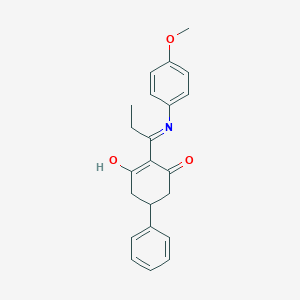 molecular formula C22H23NO3 B6061193 2-{1-[(4-methoxyphenyl)amino]propylidene}-5-phenyl-1,3-cyclohexanedione 