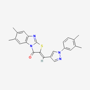 molecular formula C23H20N4OS B6061228 2-{[1-(3,4-dimethylphenyl)-1H-pyrazol-4-yl]methylene}-6,7-dimethyl[1,3]thiazolo[3,2-a]benzimidazol-3(2H)-one 