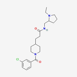 molecular formula C22H32ClN3O2 B6061244 3-[1-(3-chlorobenzoyl)-4-piperidinyl]-N-[(1-ethyl-2-pyrrolidinyl)methyl]propanamide 