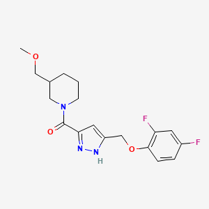 molecular formula C18H21F2N3O3 B6061250 1-({5-[(2,4-difluorophenoxy)methyl]-1H-pyrazol-3-yl}carbonyl)-3-(methoxymethyl)piperidine 
