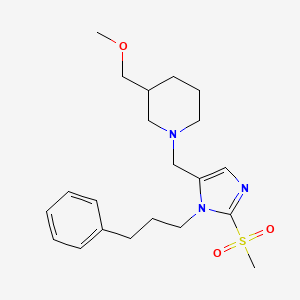 molecular formula C21H31N3O3S B6061257 3-(methoxymethyl)-1-{[2-(methylsulfonyl)-1-(3-phenylpropyl)-1H-imidazol-5-yl]methyl}piperidine 