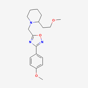 molecular formula C18H25N3O3 B6061260 2-(2-methoxyethyl)-1-{[3-(4-methoxyphenyl)-1,2,4-oxadiazol-5-yl]methyl}piperidine 