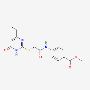 molecular formula C16H17N3O4S B6061266 methyl 4-({[(4-ethyl-6-oxo-1,6-dihydro-2-pyrimidinyl)thio]acetyl}amino)benzoate 