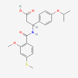 molecular formula C21H25NO5S B6061292 3-(4-isopropoxyphenyl)-3-{[2-methoxy-4-(methylthio)benzoyl]amino}propanoic acid 