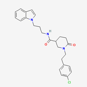 1-[2-(4-chlorophenyl)ethyl]-N-[3-(1H-indol-1-yl)propyl]-6-oxo-3-piperidinecarboxamide