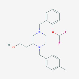 molecular formula C22H28F2N2O2 B6061338 2-[4-[2-(difluoromethoxy)benzyl]-1-(4-methylbenzyl)-2-piperazinyl]ethanol 