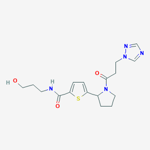 molecular formula C17H23N5O3S B6061355 N-(3-hydroxypropyl)-5-{1-[3-(1H-1,2,4-triazol-1-yl)propanoyl]-2-pyrrolidinyl}-2-thiophenecarboxamide 