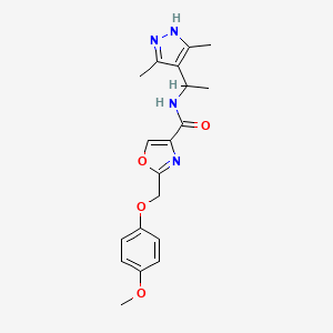 N-[1-(3,5-dimethyl-1H-pyrazol-4-yl)ethyl]-2-[(4-methoxyphenoxy)methyl]-1,3-oxazole-4-carboxamide