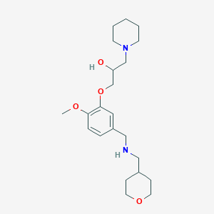 molecular formula C22H36N2O4 B6061364 1-(2-methoxy-5-{[(tetrahydro-2H-pyran-4-ylmethyl)amino]methyl}phenoxy)-3-(1-piperidinyl)-2-propanol 