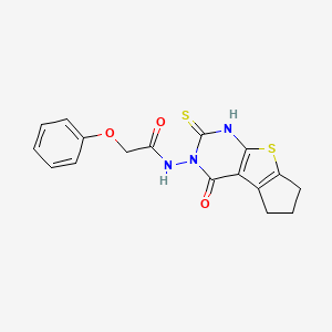 molecular formula C17H15N3O3S2 B6061372 N-(2-mercapto-4-oxo-6,7-dihydro-4H-cyclopenta[4,5]thieno[2,3-d]pyrimidin-3(5H)-yl)-2-phenoxyacetamide 