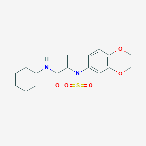 molecular formula C18H26N2O5S B6061373 N~1~-cyclohexyl-N~2~-(2,3-dihydro-1,4-benzodioxin-6-yl)-N~2~-(methylsulfonyl)alaninamide 