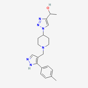molecular formula C20H26N6O B6061383 1-[1-(1-{[3-(4-methylphenyl)-1H-pyrazol-4-yl]methyl}-4-piperidinyl)-1H-1,2,3-triazol-4-yl]ethanol trifluoroacetate (salt) 