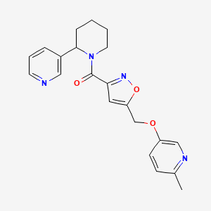 molecular formula C21H22N4O3 B6061393 2-methyl-5-[(3-{[2-(3-pyridinyl)-1-piperidinyl]carbonyl}-5-isoxazolyl)methoxy]pyridine 