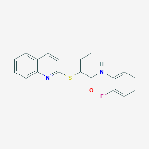 molecular formula C19H17FN2OS B6061407 N-(2-fluorophenyl)-2-(2-quinolinylthio)butanamide 