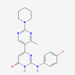 molecular formula C20H21FN6O B6061409 2-[(4-fluorophenyl)amino]-4'-methyl-2'-(1-piperidinyl)-4,5'-bipyrimidin-6(1H)-one 