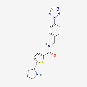 molecular formula C18H19N5OS B6061481 5-(2-pyrrolidinyl)-N-[4-(1H-1,2,4-triazol-1-yl)benzyl]-2-thiophenecarboxamide trifluoroacetate 