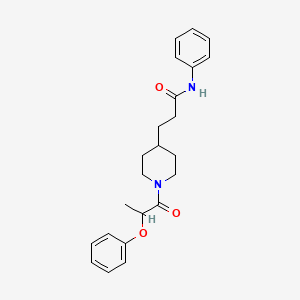 molecular formula C23H28N2O3 B6061500 3-[1-(2-phenoxypropanoyl)-4-piperidinyl]-N-phenylpropanamide 