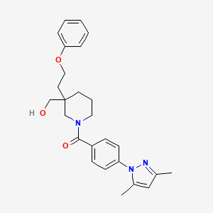 molecular formula C26H31N3O3 B6061518 [1-[4-(3,5-dimethyl-1H-pyrazol-1-yl)benzoyl]-3-(2-phenoxyethyl)-3-piperidinyl]methanol 
