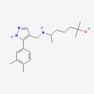 molecular formula C20H31N3O B6061534 6-({[3-(3,4-dimethylphenyl)-1H-pyrazol-4-yl]methyl}amino)-2-methyl-2-heptanol 