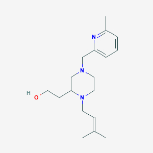 molecular formula C18H29N3O B6061552 2-{1-(3-methyl-2-buten-1-yl)-4-[(6-methyl-2-pyridinyl)methyl]-2-piperazinyl}ethanol 