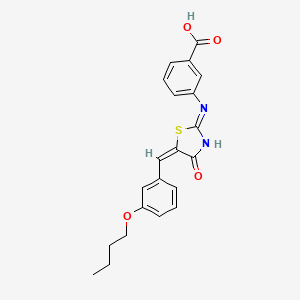 molecular formula C21H20N2O4S B6061574 3-{[5-(3-butoxybenzylidene)-4-oxo-4,5-dihydro-1,3-thiazol-2-yl]amino}benzoic acid 