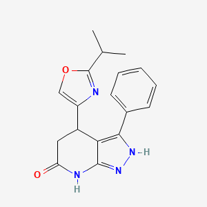 molecular formula C18H18N4O2 B6061603 4-(2-isopropyl-1,3-oxazol-4-yl)-3-phenyl-2,4,5,7-tetrahydro-6H-pyrazolo[3,4-b]pyridin-6-one 