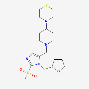 molecular formula C19H32N4O3S2 B6061611 4-(1-{[2-(methylsulfonyl)-1-(tetrahydro-2-furanylmethyl)-1H-imidazol-5-yl]methyl}-4-piperidinyl)thiomorpholine 