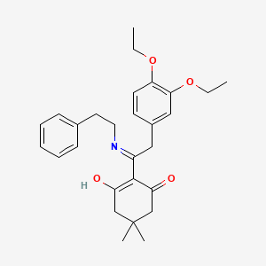 molecular formula C28H35NO4 B6061626 2-{2-(3,4-diethoxyphenyl)-1-[(2-phenylethyl)amino]ethylidene}-5,5-dimethylcyclohexane-1,3-dione 