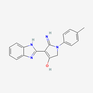 molecular formula C18H16N4O B6061631 5-amino-4-(1H-benzimidazol-2-yl)-1-(4-methylphenyl)-1,2-dihydro-3H-pyrrol-3-one 