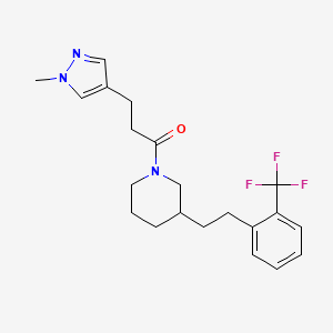 molecular formula C21H26F3N3O B6061660 1-[3-(1-methyl-1H-pyrazol-4-yl)propanoyl]-3-{2-[2-(trifluoromethyl)phenyl]ethyl}piperidine 