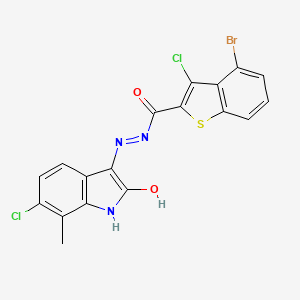 molecular formula C18H10BrCl2N3O2S B6061706 4-bromo-3-chloro-N'-(6-chloro-7-methyl-2-oxo-1,2-dihydro-3H-indol-3-ylidene)-1-benzothiophene-2-carbohydrazide 