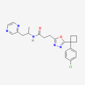 3-{5-[1-(4-chlorophenyl)cyclobutyl]-1,3,4-oxadiazol-2-yl}-N-[1-methyl-2-(2-pyrazinyl)ethyl]propanamide
