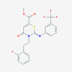molecular formula C21H16F4N2O3S B6061768 methyl 3-[2-(2-fluorophenyl)ethyl]-4-oxo-2-{[3-(trifluoromethyl)phenyl]imino}-3,4-dihydro-2H-1,3-thiazine-6-carboxylate 