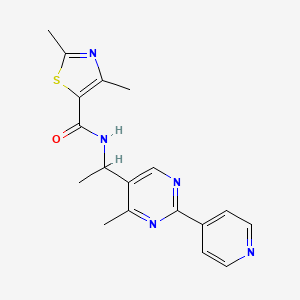 molecular formula C18H19N5OS B6061771 2,4-dimethyl-N-{1-[4-methyl-2-(4-pyridinyl)-5-pyrimidinyl]ethyl}-1,3-thiazole-5-carboxamide 