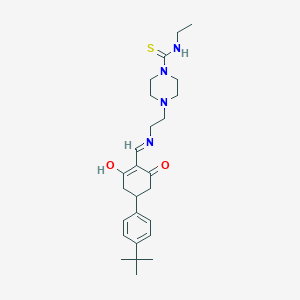 molecular formula C26H38N4O2S B6061818 4-[2-({[4-(4-tert-butylphenyl)-2,6-dioxocyclohexylidene]methyl}amino)ethyl]-N-ethyl-1-piperazinecarbothioamide 