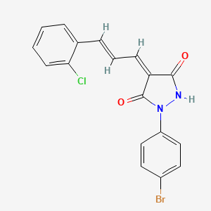 molecular formula C18H12BrClN2O2 B6061826 1-(4-bromophenyl)-4-[3-(2-chlorophenyl)-2-propen-1-ylidene]-3,5-pyrazolidinedione 