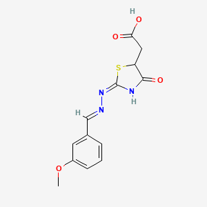 molecular formula C13H13N3O4S B6061850 {2-[(3-methoxybenzylidene)hydrazono]-4-oxo-1,3-thiazolidin-5-yl}acetic acid 