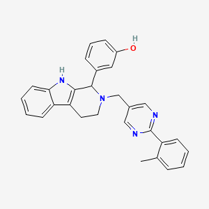 molecular formula C29H26N4O B6061872 3-(2-{[2-(2-methylphenyl)-5-pyrimidinyl]methyl}-2,3,4,9-tetrahydro-1H-beta-carbolin-1-yl)phenol 