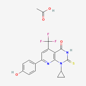 molecular formula C19H16F3N3O4S B6061914 1-cyclopropyl-7-(4-hydroxyphenyl)-2-mercapto-5-(trifluoromethyl)pyrido[2,3-d]pyrimidin-4(1H)-one 