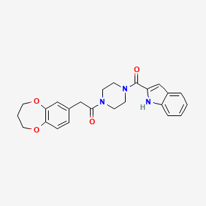 molecular formula C24H25N3O4 B6061922 2-{[4-(3,4-dihydro-2H-1,5-benzodioxepin-7-ylacetyl)-1-piperazinyl]carbonyl}-1H-indole 