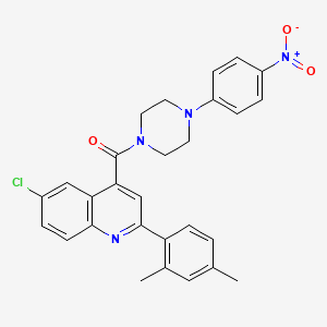 molecular formula C28H25ClN4O3 B6061937 6-chloro-2-(2,4-dimethylphenyl)-4-{[4-(4-nitrophenyl)-1-piperazinyl]carbonyl}quinoline 