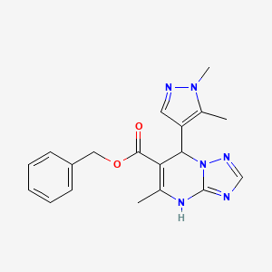 molecular formula C19H20N6O2 B6061941 benzyl 7-(1,5-dimethyl-1H-pyrazol-4-yl)-5-methyl-4,7-dihydro[1,2,4]triazolo[1,5-a]pyrimidine-6-carboxylate 