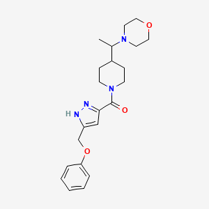 molecular formula C22H30N4O3 B6061965 4-[1-(1-{[5-(phenoxymethyl)-1H-pyrazol-3-yl]carbonyl}-4-piperidinyl)ethyl]morpholine 