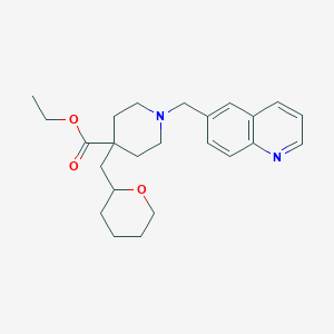 molecular formula C24H32N2O3 B6061975 ethyl 1-(6-quinolinylmethyl)-4-(tetrahydro-2H-pyran-2-ylmethyl)-4-piperidinecarboxylate 