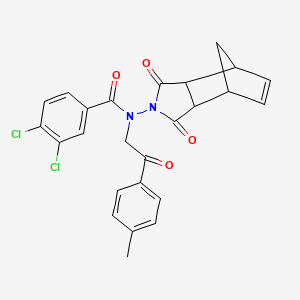 molecular formula C25H20Cl2N2O4 B6061978 3,4-dichloro-N-(3,5-dioxo-4-azatricyclo[5.2.1.0~2,6~]dec-8-en-4-yl)-N-[2-(4-methylphenyl)-2-oxoethyl]benzamide 