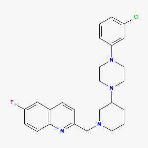 molecular formula C25H28ClFN4 B6061987 2-({3-[4-(3-chlorophenyl)-1-piperazinyl]-1-piperidinyl}methyl)-6-fluoroquinoline 